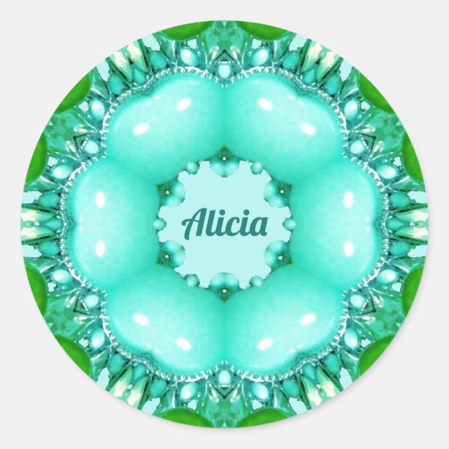 ALICIA ~ Bright Abstract Fractal Pattern ~   Classic Round Sticker (Front)