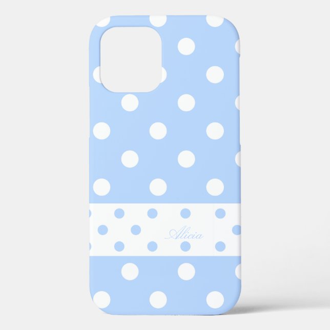 Alicia - Custom Name Polka Dots Blue iPhone case  (Back)