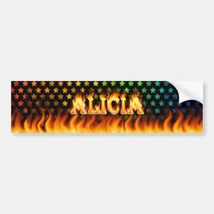 Alicia real fire and flames bumper sticker design