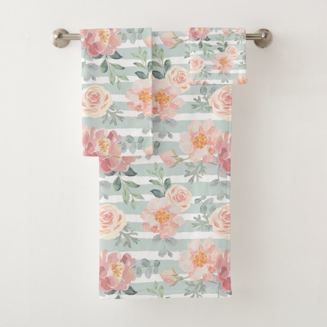Alicia Rose Stripe Pattern Bath Towel Set (Insitu)