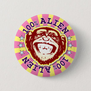 Alien 100% Funny Funky Monkey Badge