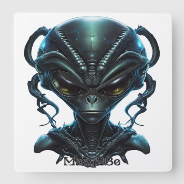 "Alien 30" Square Wall Clock (Front)
