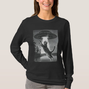 Alien Abduction Cats UFO Flying Saucer Space Funny T-Shirt