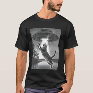 Alien Abduction Cats UFO Flying Saucer Space Funny T-Shirt