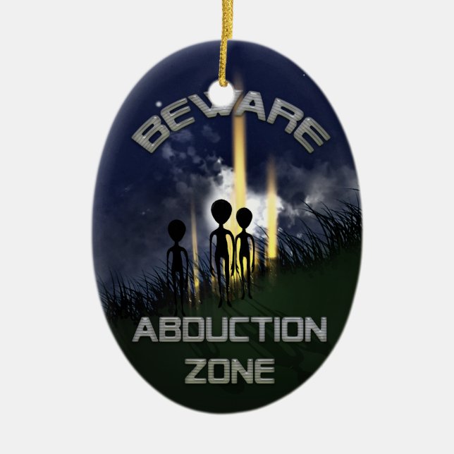 Alien Abduction Door Hanger Ceramic Tree Decoration (Front)