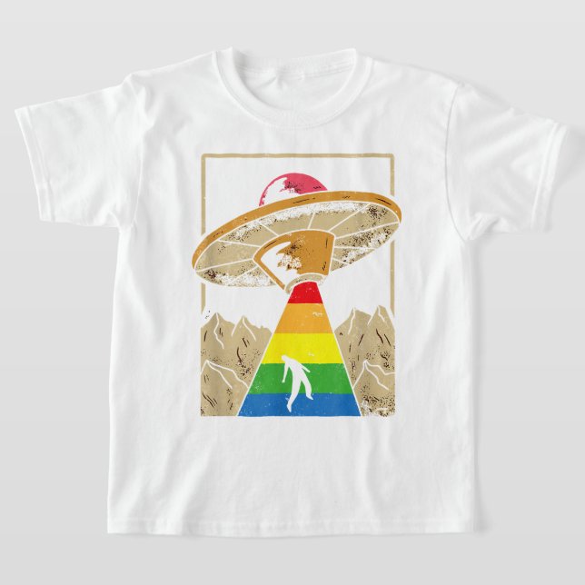 Alien Abduction Gay Pride Gaylien Lgbt  T-Shirt (Laydown)