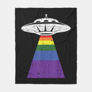 Alien Abduction Gay Pride LGBT-Q Gaylien UFO Fleece Blanket