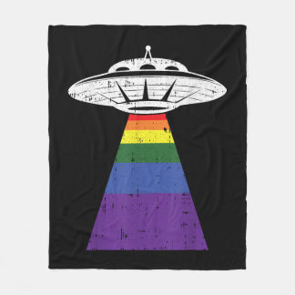 Alien Abduction Gay Pride LGBT-Q Gaylien UFO Fleece Blanket