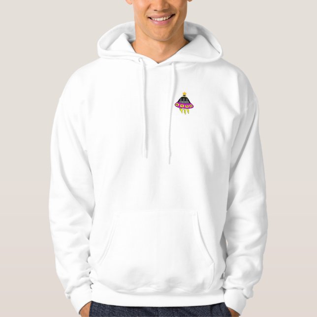 Alien Abduction Men's White Zip Hoodie (Front)