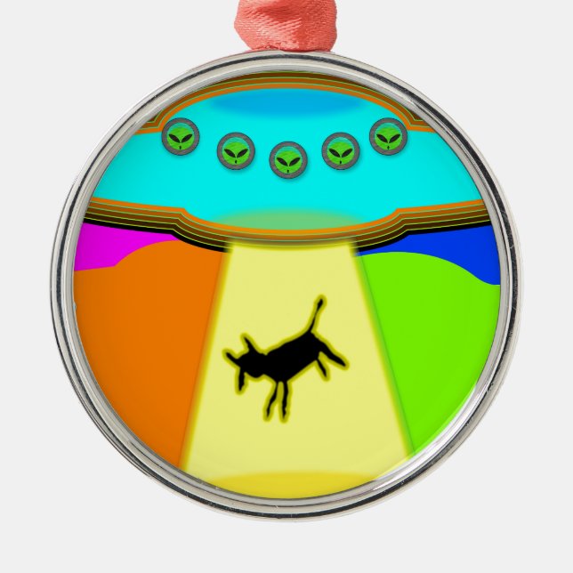 Alien Abduction Metal Tree Decoration (Front)
