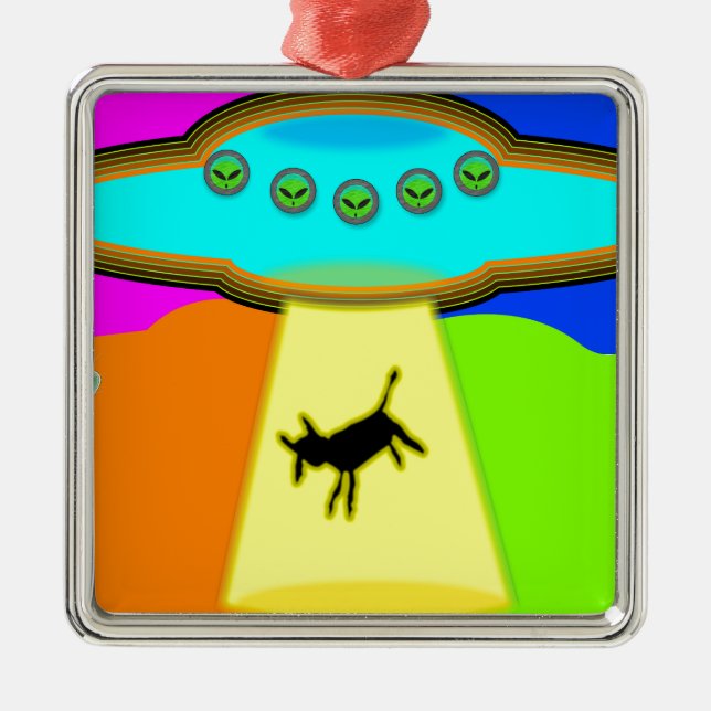 Alien Abduction Metal Tree Decoration (Front)