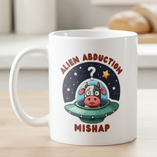 Alien Abduction Mishap: Confused Cow Coffee Mug