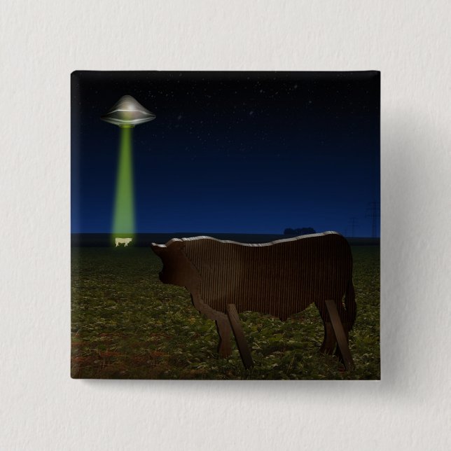 Alien Abduction of Fake Cows in the Pasture 15 Cm Square Badge (Front)