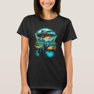 Alien Abduction Otter UFO Spaceship Extraterrestri T-Shirt