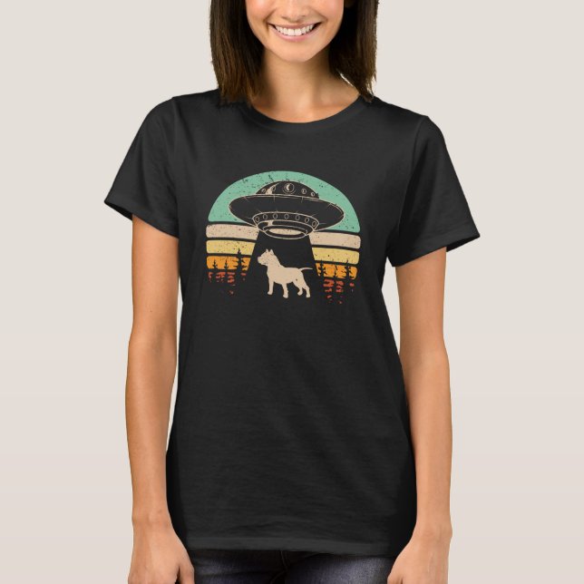 Alien Abduction Pitbull   Pit Bull UFO Spaceship T-Shirt (Front)