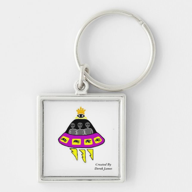 Alien Abduction Premium Square Key Chain (Front)