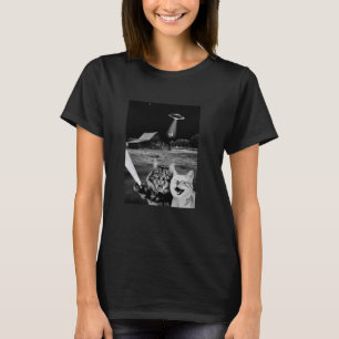 Alien Abduction Selfie u2013 Funny Cat & UFO T-Shirt