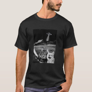Alien Abduction Selfie u2013 Funny Cat & UFO T-Shirt
