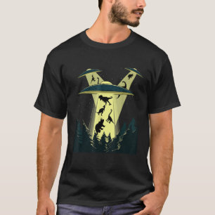 Alien Abduction Spaceship Dinosaurs Funny Vintage T-Shirt