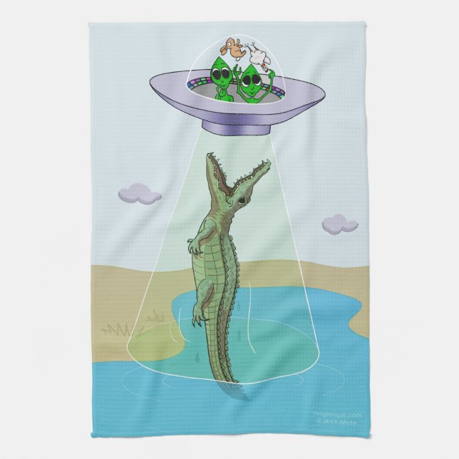 Alien Abduction Trauma Kitchen Towel (Vertical)