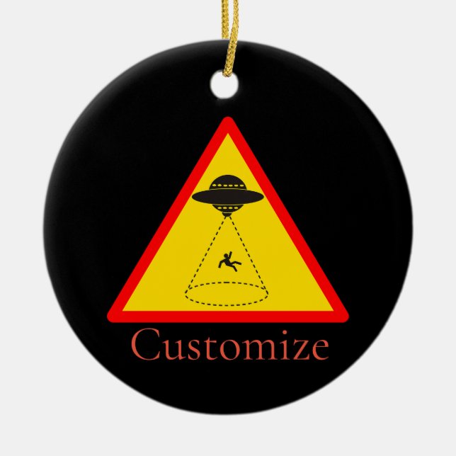 Alien Abduction UFO Thunder_Cove Ceramic Tree Decoration (Front)