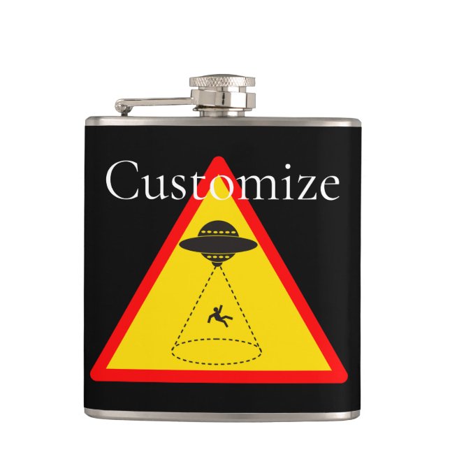 Alien Abduction UFO Thunder_Cove Hip Flask (Front)