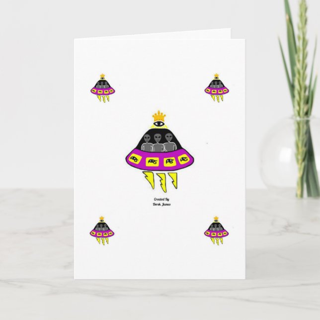 Alien Abduction Vertical Greeting Card (Front)