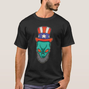 Alien Abraham Lincoln USA Flag 4th of July T-Shirt