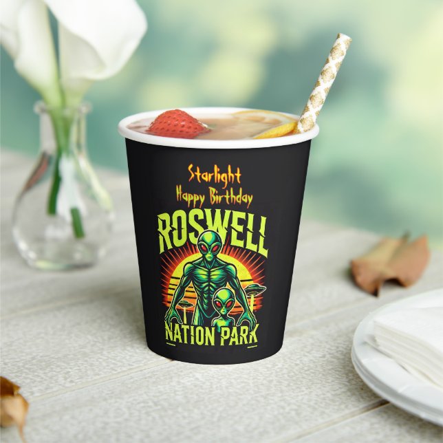 Alien Adventures Start Here in Roswell! Paper Cups (Insitu)