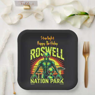 Alien Adventures Start Here in Roswell! Paper Plate