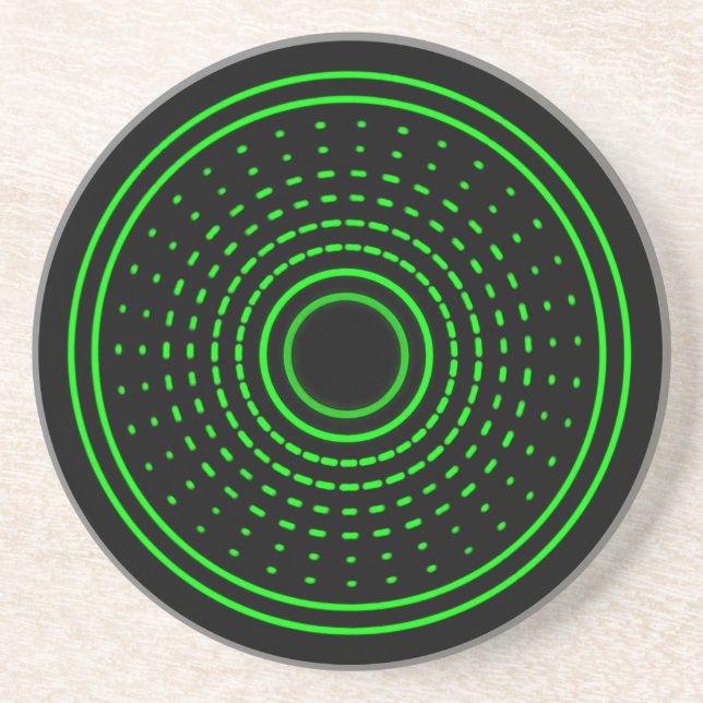 Alien Alarm Green Abstract Gamma Led Light Coaster (Front)