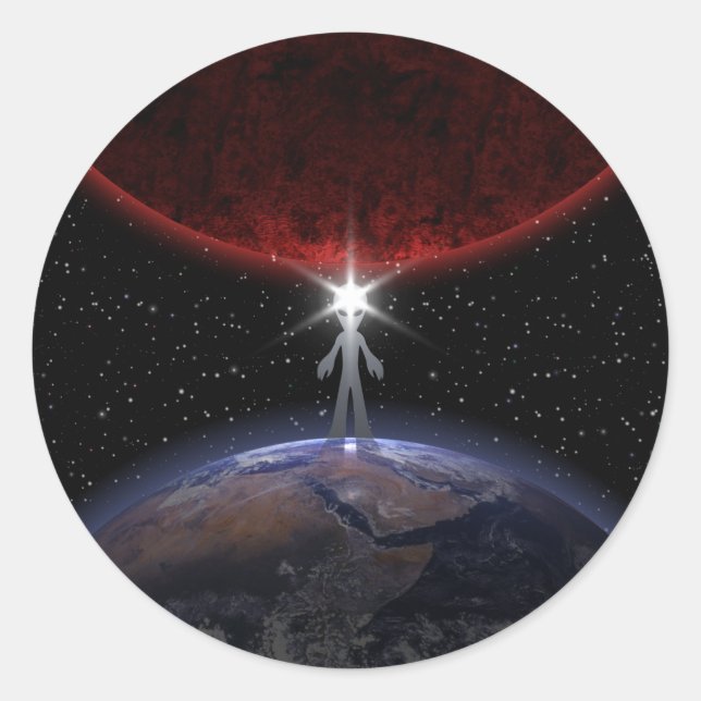 Alien Among The Planets Classic Round Sticker (Front)