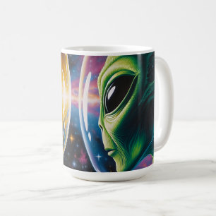 Alien and Astronaut in Space Coffee Mug