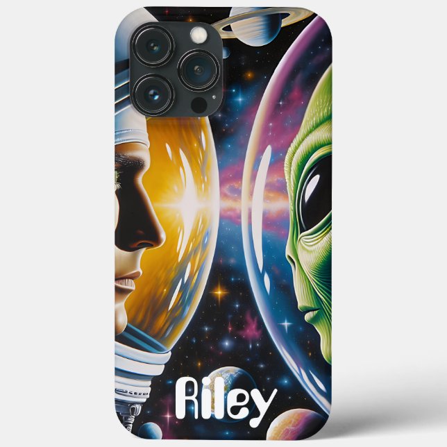 Alien and Astronaut in Space Personalised Case-Mate iPhone Case (Back)