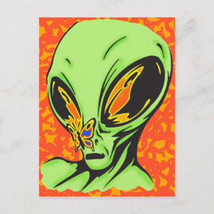 Alien and Butterfly Postcard