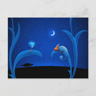 Alien and Chameleon Postcard