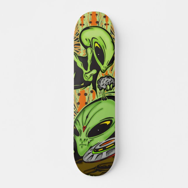 Alien and Flying Saucer UFO Skateboard (Front)