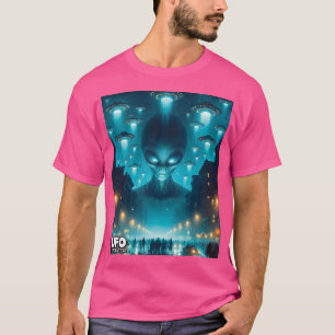 Alien And Flying Saucers Watching You T-Shirt