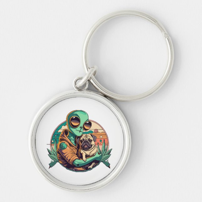 Alien and Pug Key Ring (Front)
