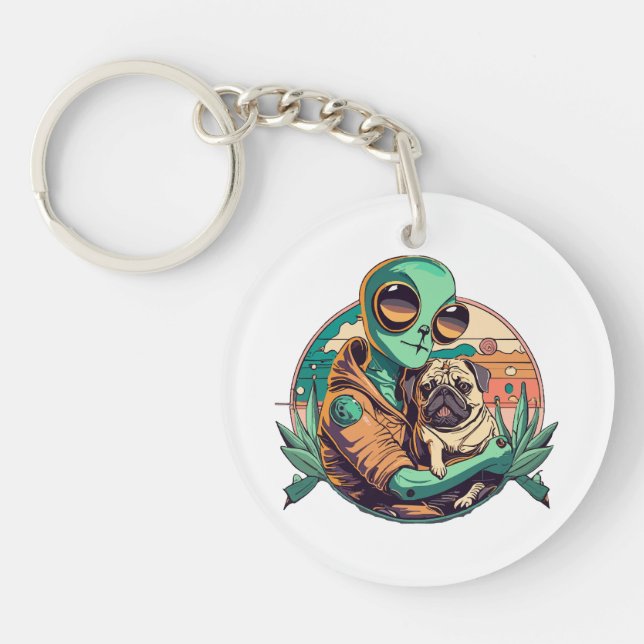 Alien and Pug Key Ring (Front)
