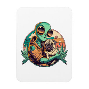 Alien and Pug Magnet