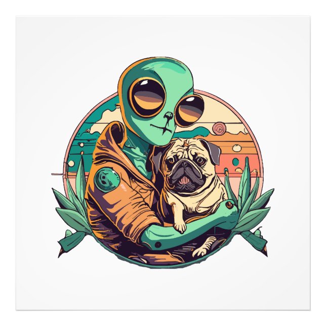 Alien and Pug Photo Print (Front)