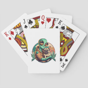 Alien and Pug Playing Cards