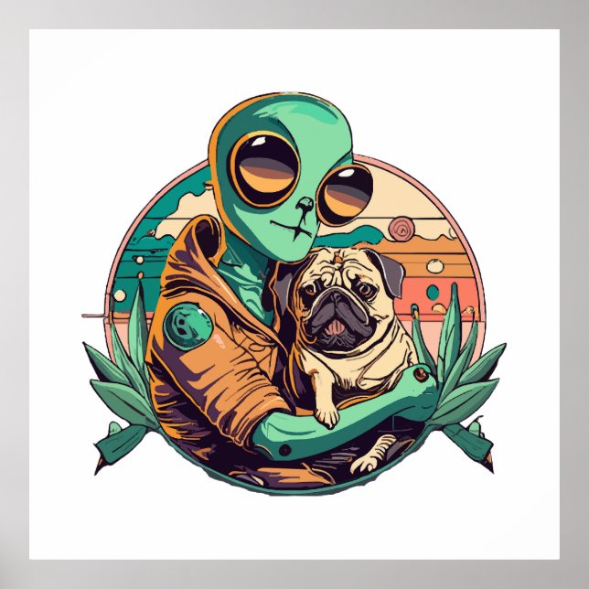Alien and Pug Poster (Front)
