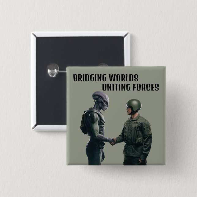 Alien and Soldier 15 Cm Square Badge (Front & Back)