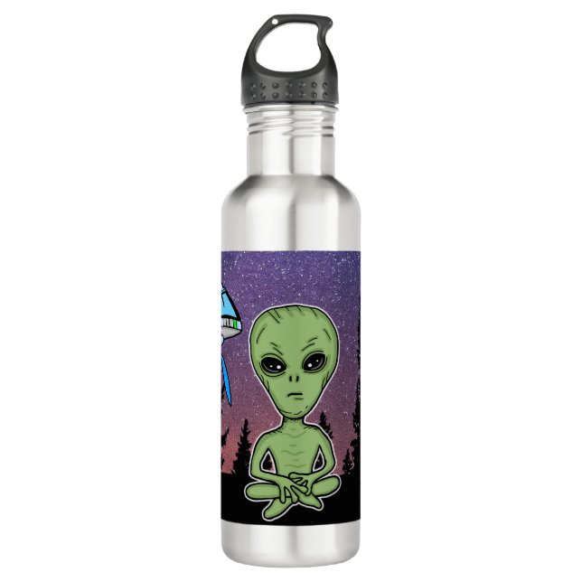 Alien and UfO on Starry Night   710 Ml Water Bottle (Front)