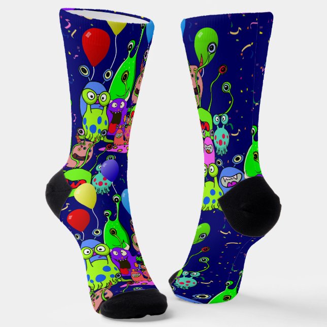 Alien Art * Party with Aliens Socks (Angled)