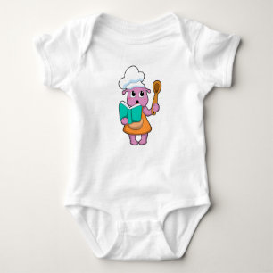Alien as Cook with Cookbook Baby Bodysuit