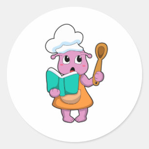 Alien as Cook with Cookbook Classic Round Sticker
