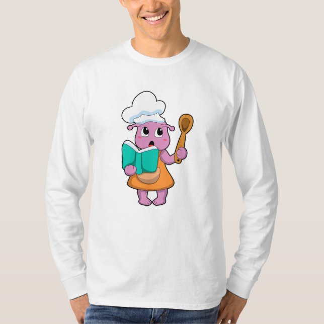 Alien as Cook with Cookbook T-Shirt (Front)